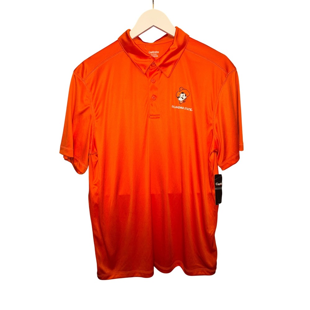 Captivating Mens XL Orange‎ Oklahoma State Cowboys Polo Shirt Short Sleeve NWT